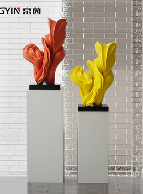 现代艺术花型雕塑装饰品样板房y酒店大堂落地装置创意家居玄关摆
