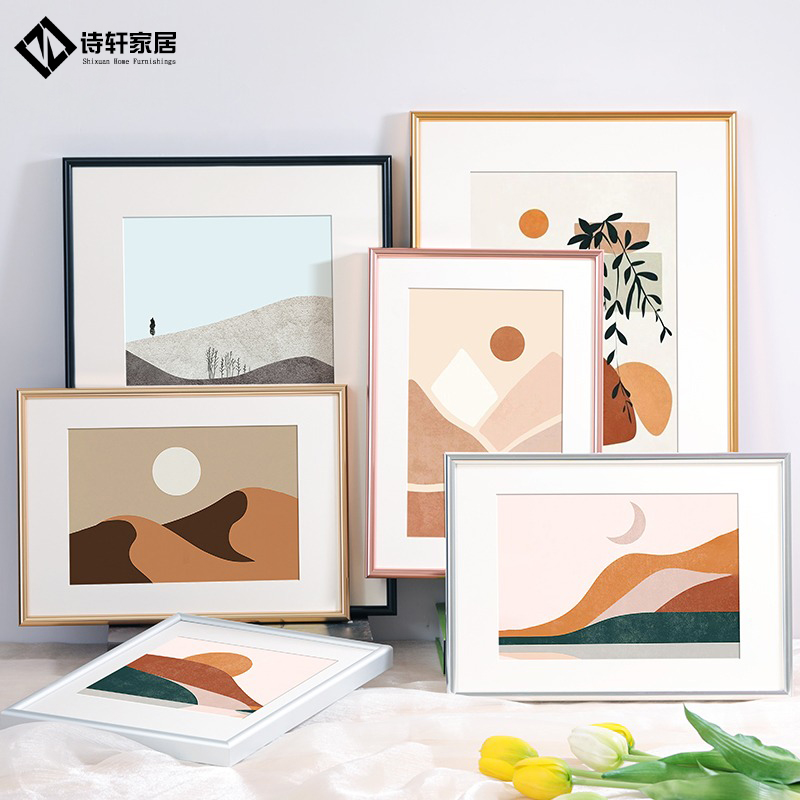 铝合金画框装裱简约现代相框v挂墙a4开8kA3定制卡纸外边架任意尺