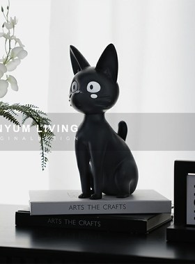 现代简约卡通小黑猫治愈系摆w件卧室客厅电视柜酒柜儿童房软装饰