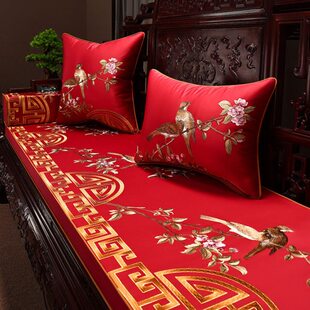 红木沙发坐垫实木新中式家具垫仿古椅垫罗汉床加厚海绵防滑定制套