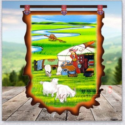 1.3米皮画皮革彩绘蒙古族装饰画民族风挂画特色工艺品墙画包邮,家居饰品,工艺画,淘宝优惠券,粉丝福利购,淘宝优惠卷