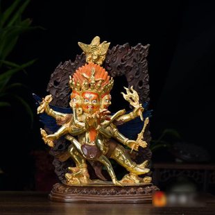 家用用品国产铜半鎏金铜像摆件9寸《普巴金刚》铜像摆件