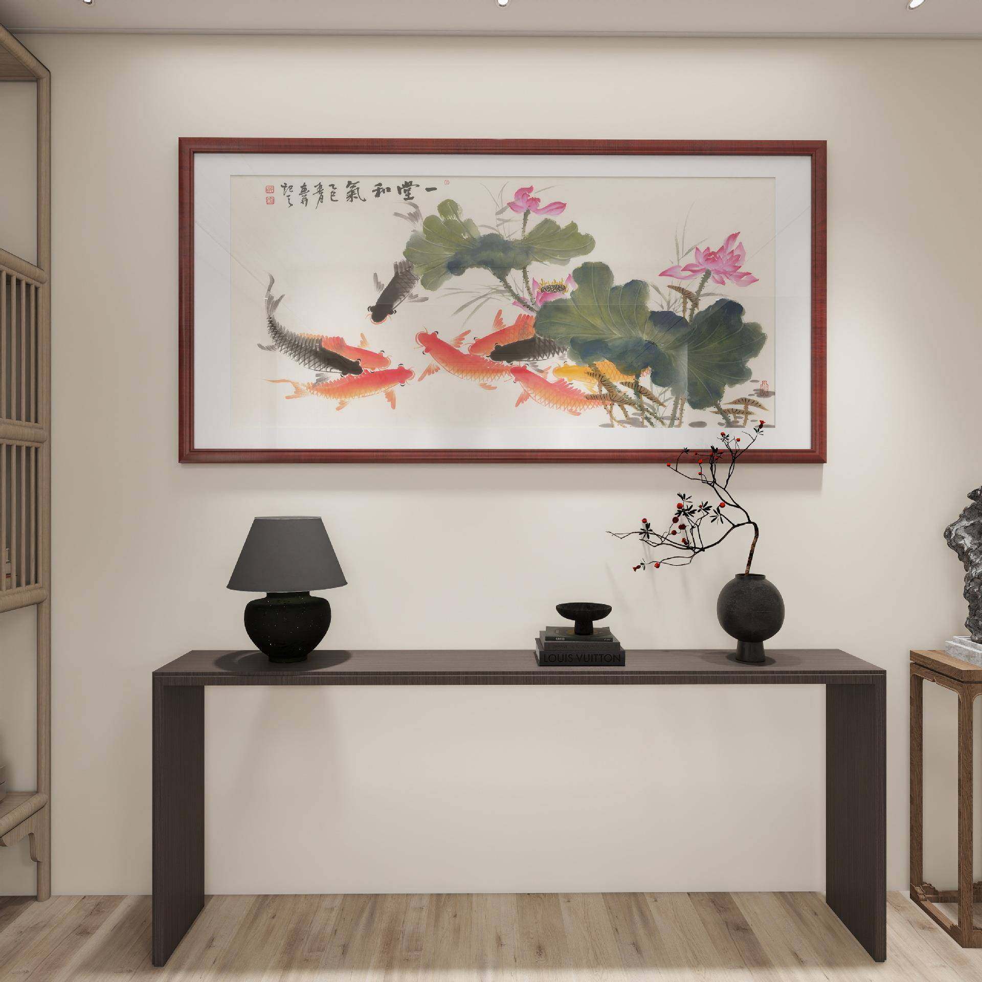 一堂和气荷花鲤鱼壁画和气生财新中式装饰画九鱼图挂画客餐厅国画,电子元器件市场,其它元器件,淘宝优惠券,粉丝福利购,淘宝优惠卷