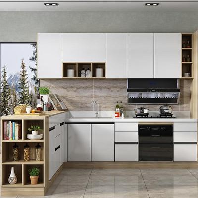 现代家用橱柜定 制多层实木板柜体石英石台面厨柜制造厂家