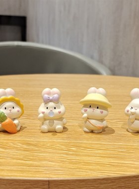 少女心桌面兔子小摆件卡通创意y车载动物装饰品可爱治愈系日常礼