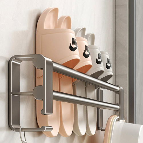 浴室拖鞋架免f打孔卫生间鞋子收纳架厕所壁挂门后沥水置物架洗手