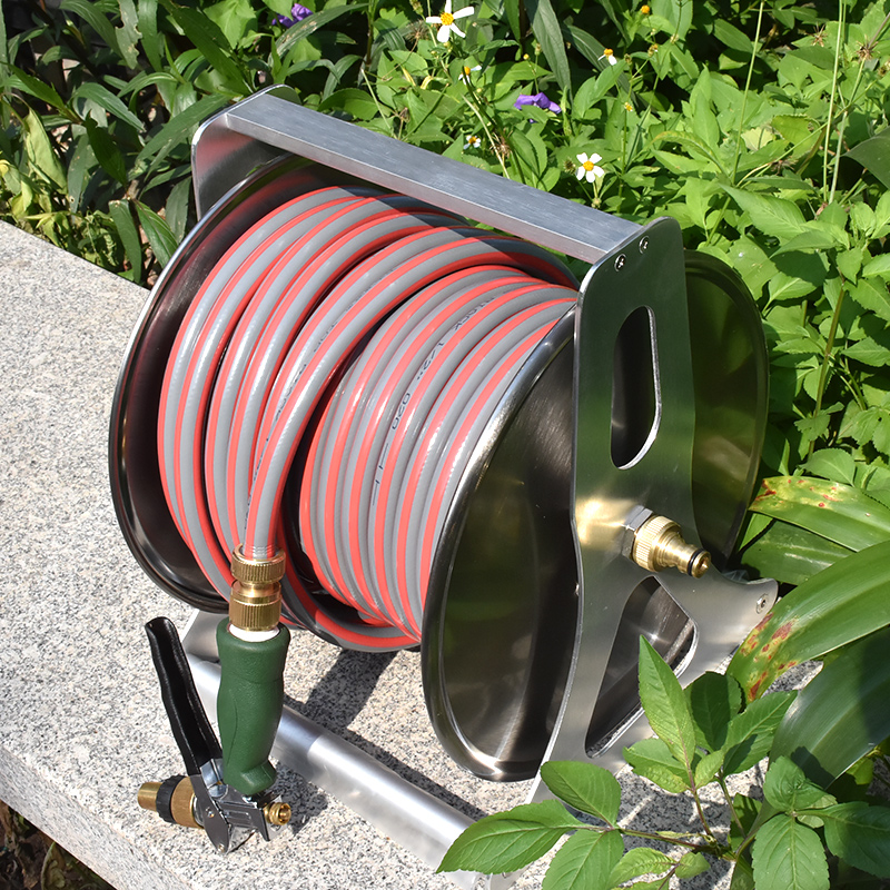 不锈钢浇花洗车 水管收纳架卷x管器挂墙收管神器水管车5分家用户