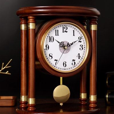 汉时座钟钟表客餐厅吧台实木装饰摆件时钟电视柜创意静音台钟D270,家居饰品,台钟/闹钟,淘宝优惠券,粉丝福利购,淘宝优惠卷