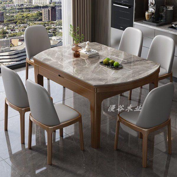 岩板餐桌椅组合意式轻奢现代简约小户型可变圆桌家用伸缩折叠饭桌,住宅家具,岩板餐桌,淘宝优惠券,粉丝福利购,淘宝优惠卷