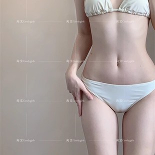 Candygirls比基尼泳衣女2023新款四件套高级感白色性感分体泡温泉