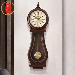 威弗列德新中式钟表客厅实木装饰挂钟欧式个性创意时钟报时石英钟