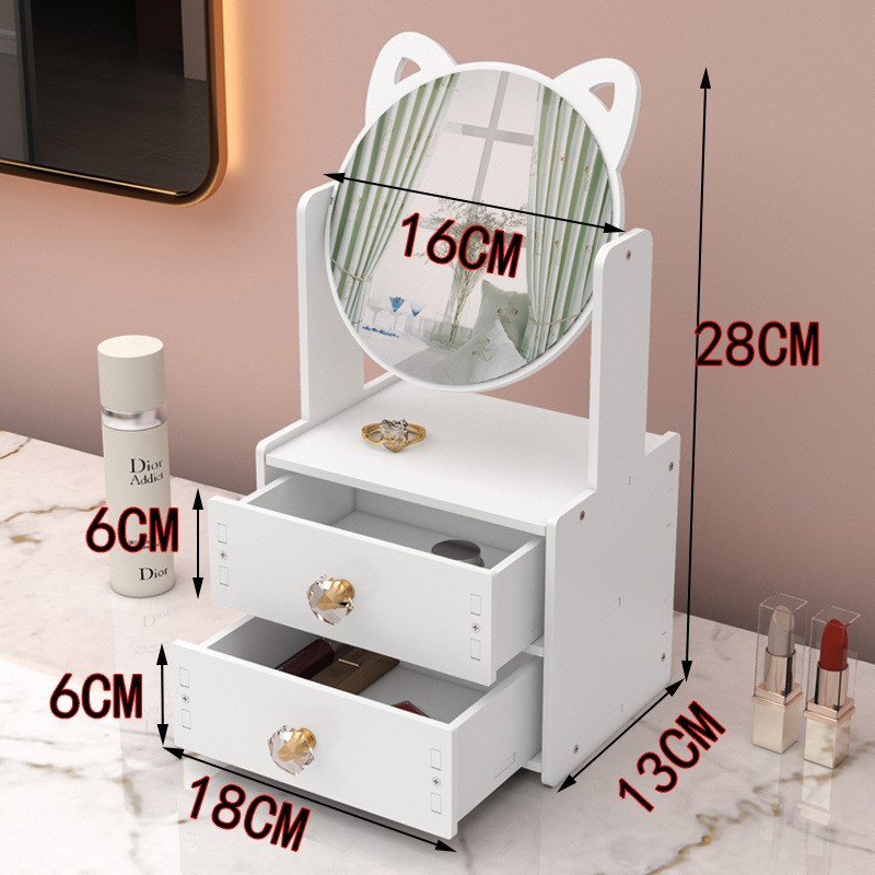 创意镜子桌面化妆镜台式大号便携卡通旋转公主高S清学生宿舍梳妆