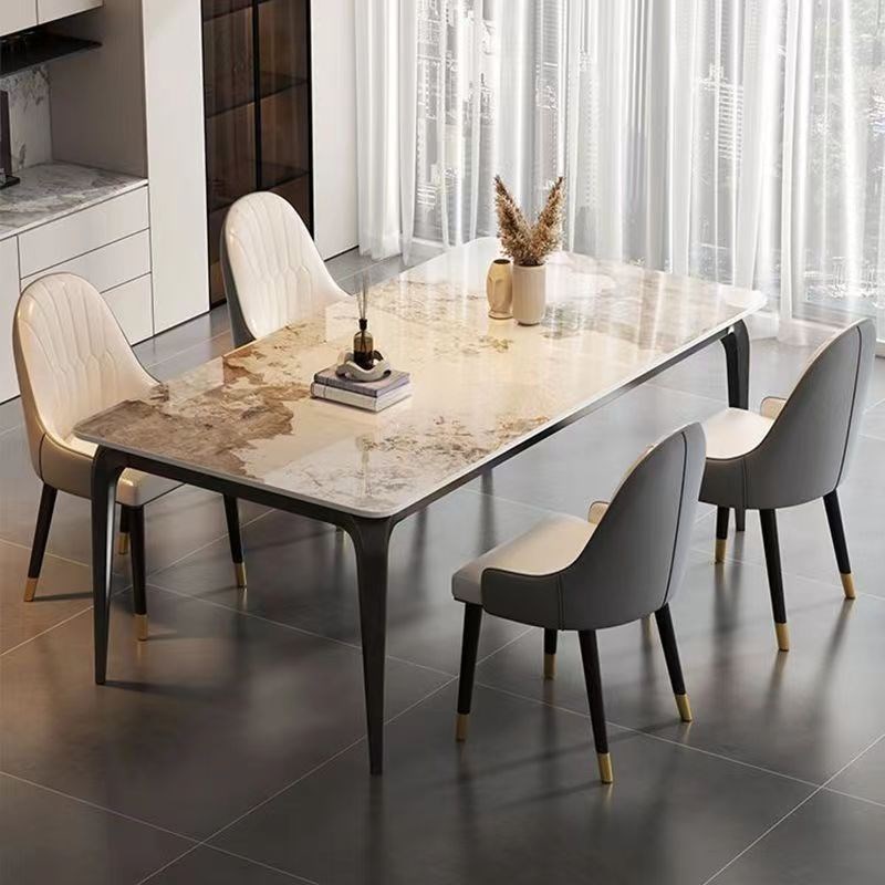 长方形岩板餐桌椅轻奢大象腿饭桌组合意式家用Q现代简约小户型餐