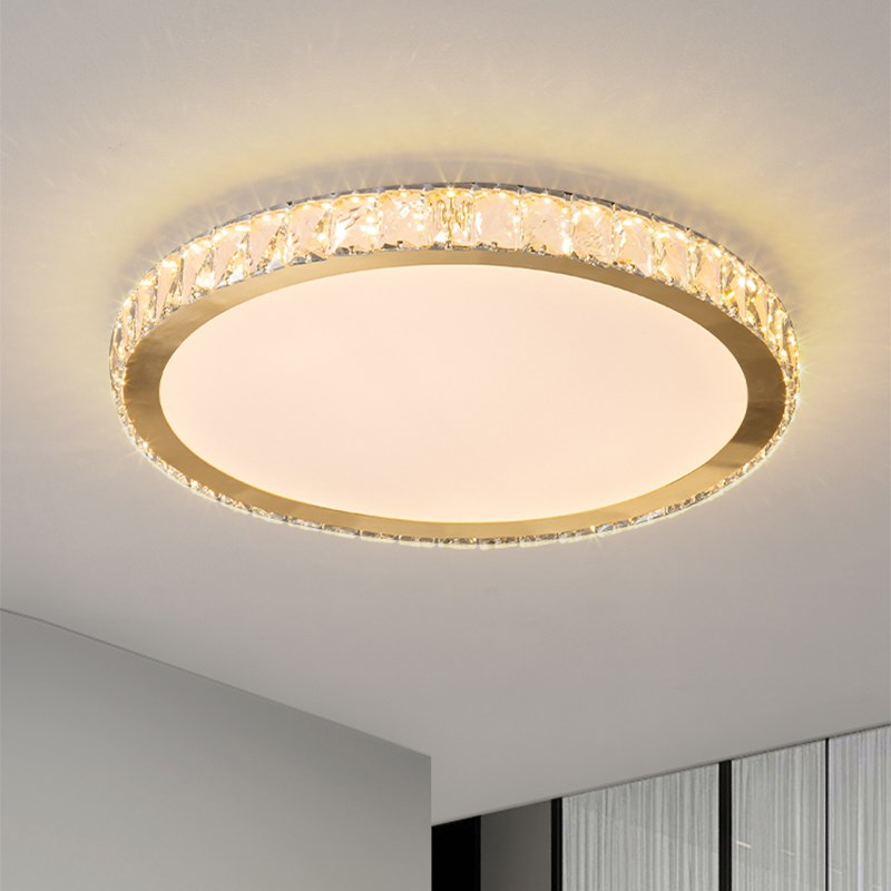 简约风卧室灯e轻奢后现代水晶圆形2025年新款主卧家用房间吸顶灯