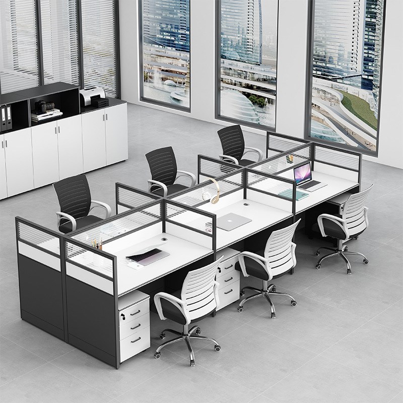 办公桌椅组合简约现代职员办公桌椅员工屏风卡座双U四人位办公家