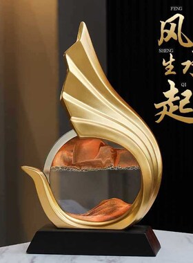 2024新款酒柜装饰品办公室装饰摆件轻H奢客厅电视柜流沙画风生水