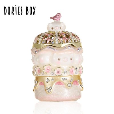 可爱汉堡猪首饰盒少女水钻高级感礼物珐琅彩收纳盒V求婚戒指盒创