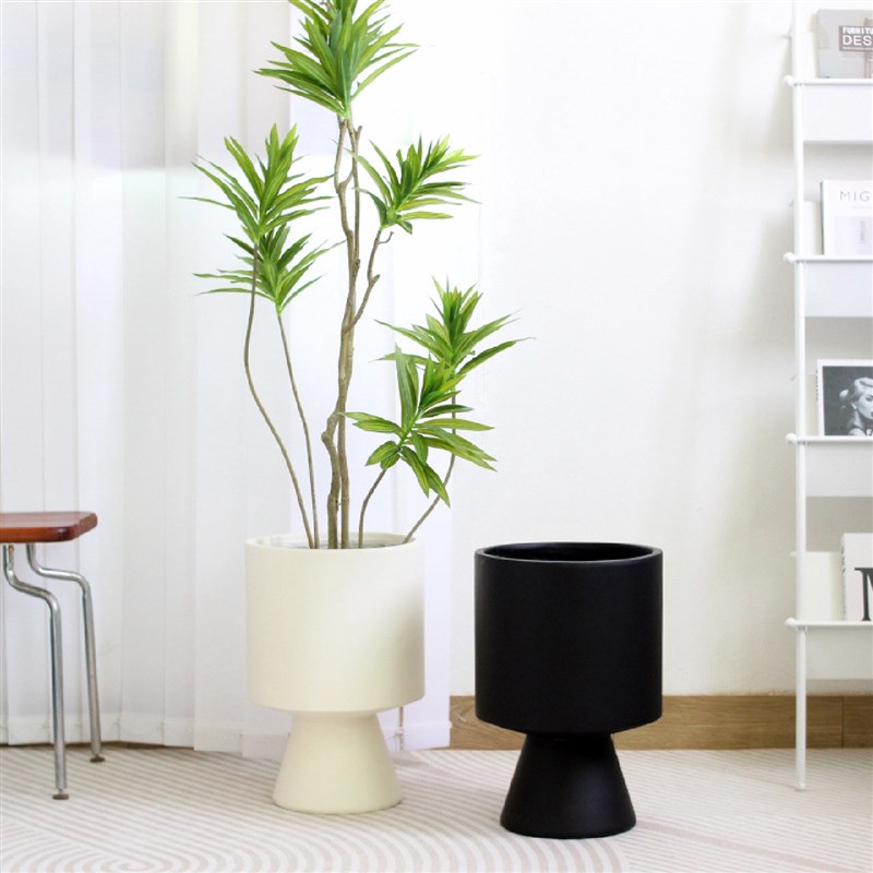 千年木创意高级感酒杯网红百合竹大号水泥套盆北欧W简约落地花盆