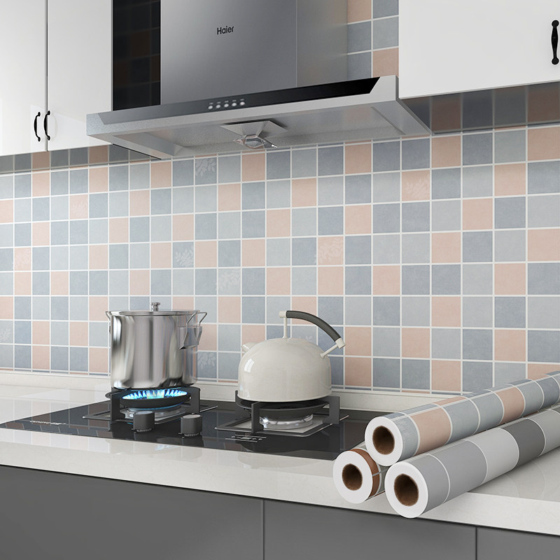厨房防油贴纸防水格p子自粘墙贴耐高温加厚壁纸灶台墙面墙壁贴纸