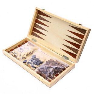 高档木质拼格3合1国际象棋实木棋子西洋跳棋双陆棋出口包装无磁性