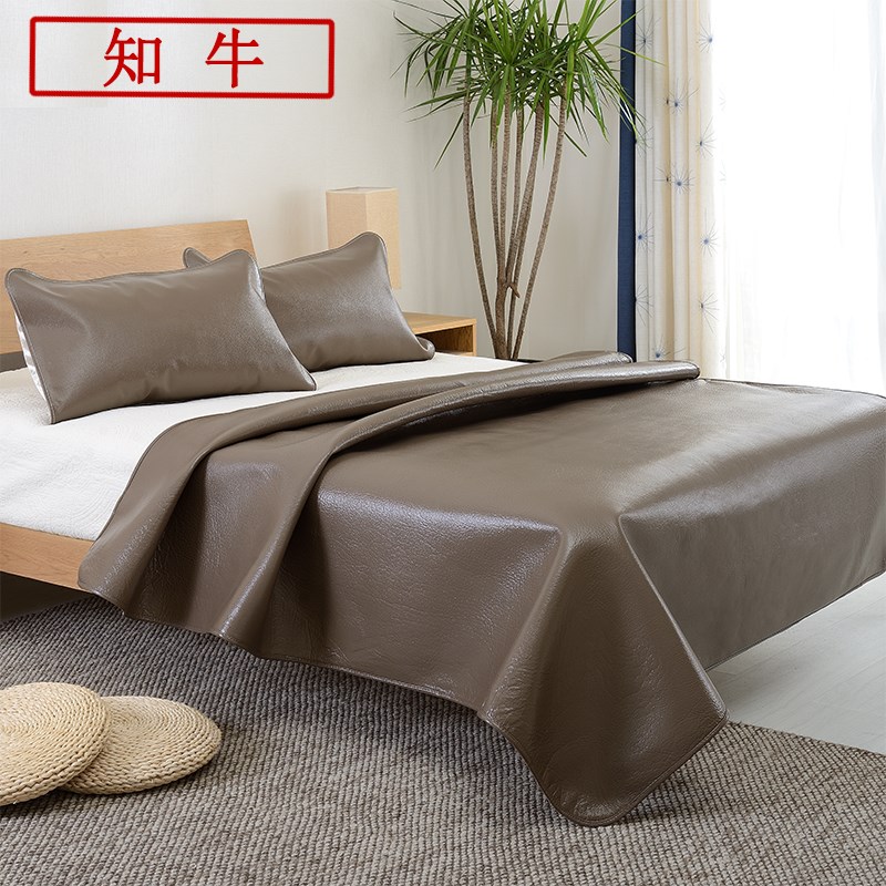 彩绘头层水牛皮凉席1.5米1.8米纯彩牛L皮席真皮三件套折叠软席