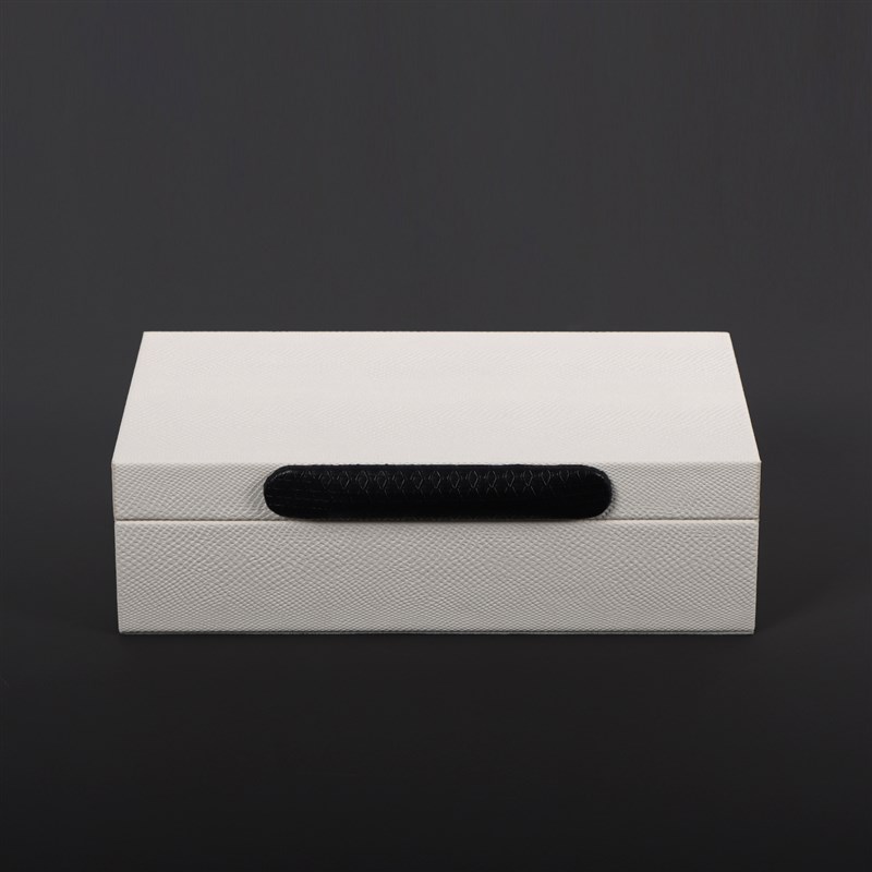 现代简约高档白色黑扣收纳盒衣帽间卧室梳妆台桌S面软装装饰品摆