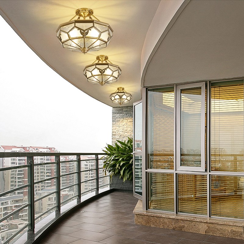 F7N2N1厚料全铜吸顶灯u户外屋檐凉亭入户门玄关过道阳台灯别墅大