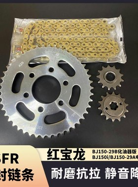 适用红宝龙BJ150-29A/29B电喷 化油器版链条链盘大小.牙盘三件套