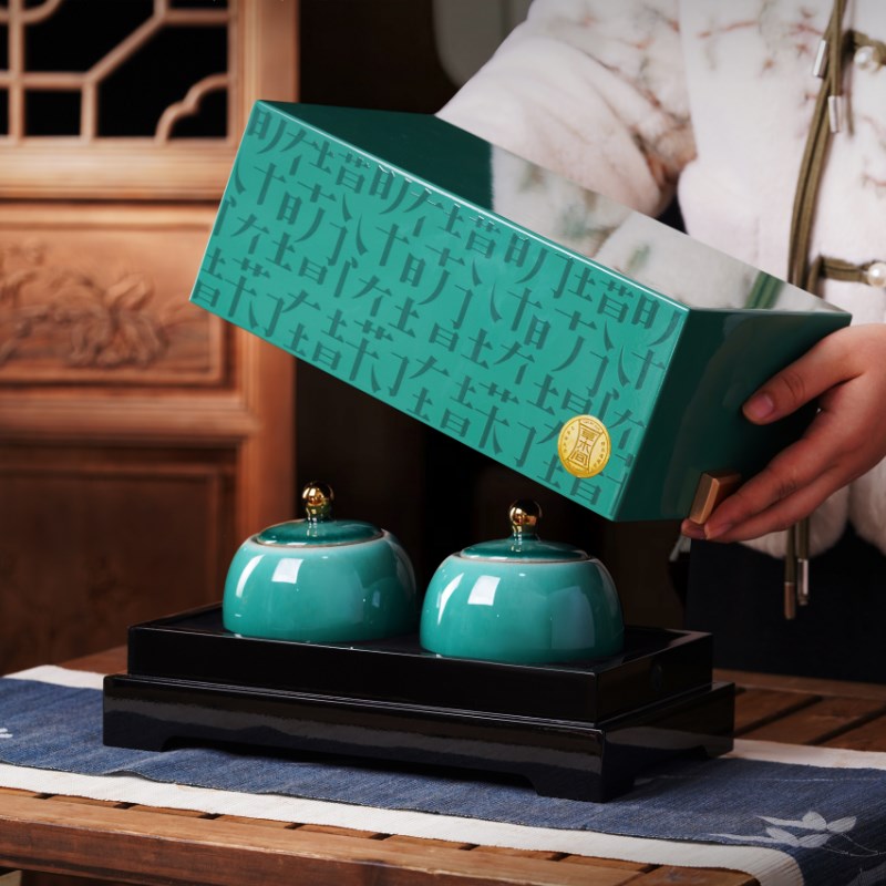 茶叶罐包装c礼盒空盒通用高档烤漆礼盒木盒龙井红茶绿茶定制陶瓷