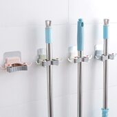 免打孔拖把挂钩卫生间拖把壁挂拖把夹子吸盘家用置物架拖布架