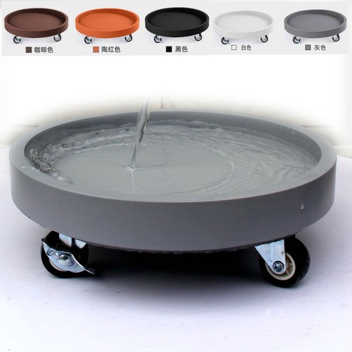 圆形移动c花盆托盘接水底盘托万向轮带刹车花瓶防水底座定制大尺
