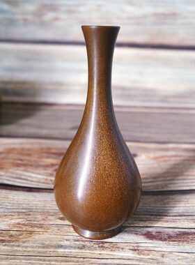 苏工铜复古净瓶梅瓶插花瓶茶道六君子香道配件桌面博古架摆件厂价