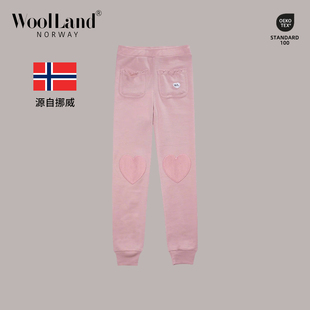 挪威WoolLand美利奴羊毛女童长裤春秋保暖女宝宝秋裤儿童