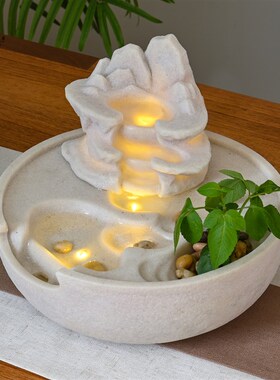 轻奢简约流水喷泉摆件m办公室客厅玄关桌面生财循环水景开 业