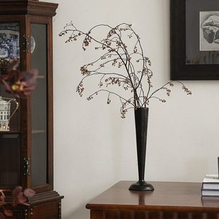 戊际形上金属小花瓶复古黑色高脚花器桌面日式枯枝插花器皿摆件