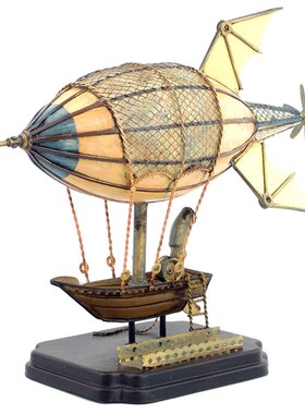 复古铁艺装饰摆j设纯手工怀旧欧洲老式飞艇酒吧餐厅橱窗家居装饰