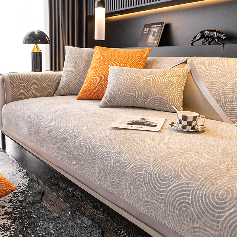 轻奢风沙发垫固定防滑新款202z3四季通用真皮坐垫套罩巾全包高级