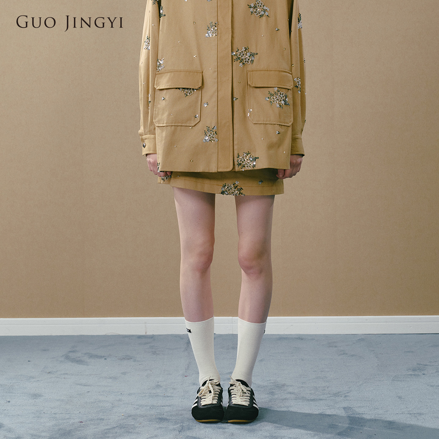GUOJINGYIA字摆短款半身裙女