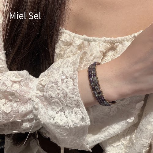 Miel Sel 「莫奈的池畔」手工编织天然法式油画风波小众手链百搭