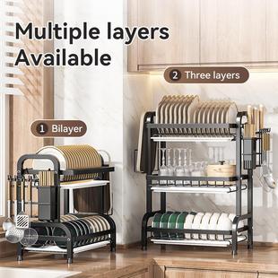 厨房置物架碗碟碗盘收纳架沥水架家用多功能放碗架碗筷收纳盒碗柜