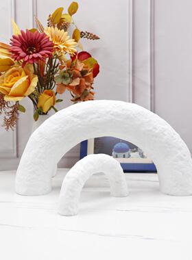 现代北欧几何拱形摆件软装样板间售楼部不规则黑白色家居饰品配搭