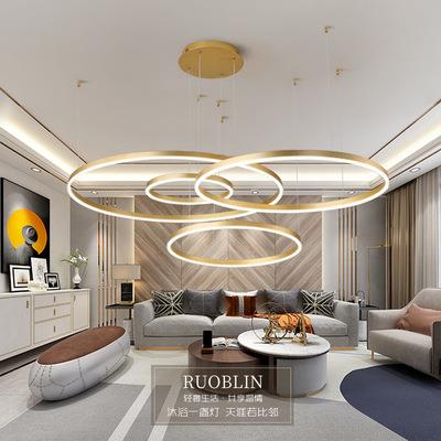 客厅吊灯现代圆环前台办公吊灯服装店复式楼简约客厅大厅吊灯