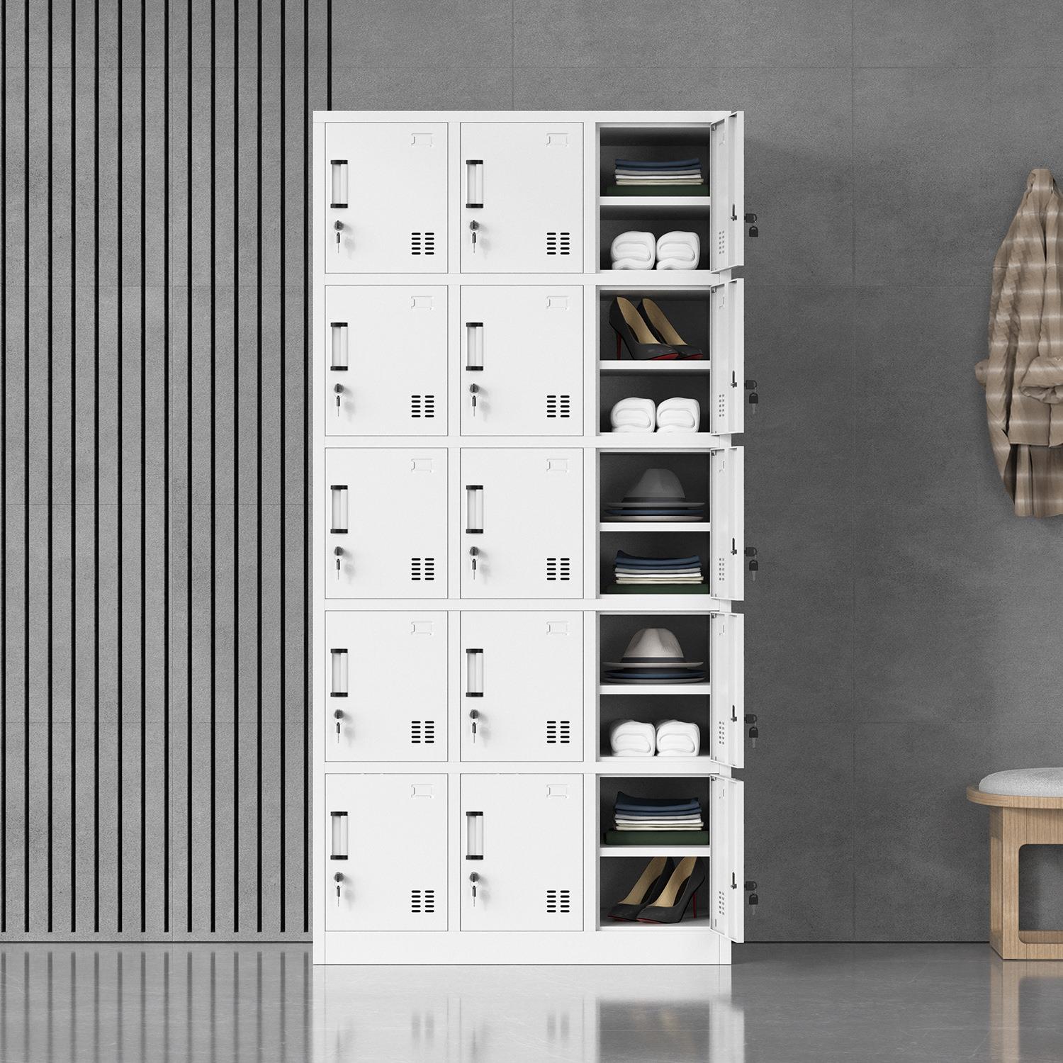 十五门更衣柜铁皮柜子多门储物柜带锁工厂员工15门鞋柜宿舍换衣柜