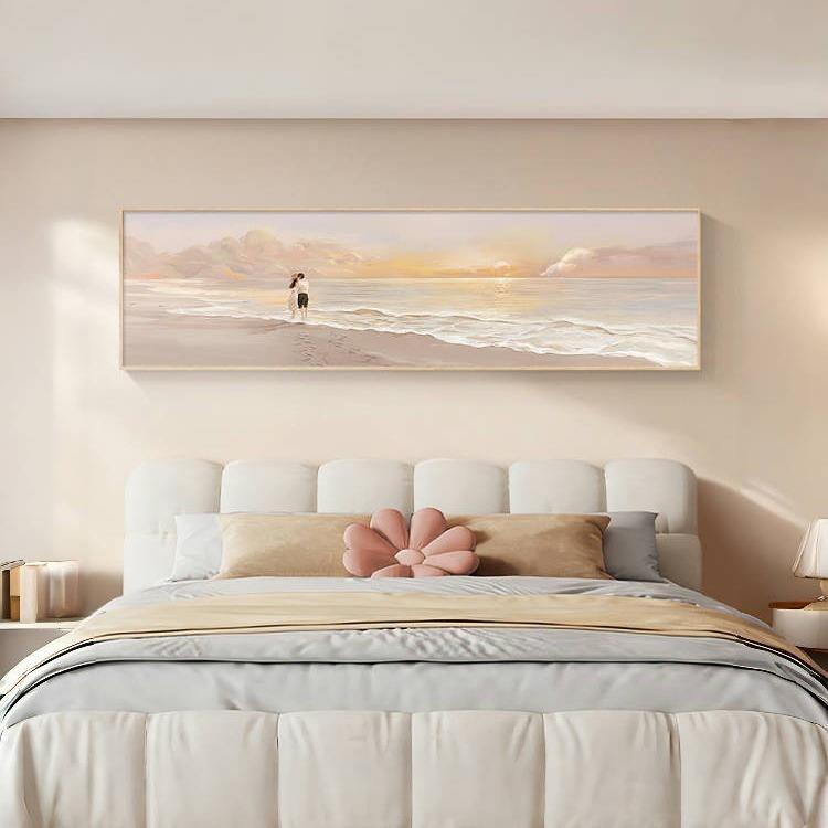 北欧卧室装饰画情侣海景简约主卧房间背景墙挂画酒店样板间床头画