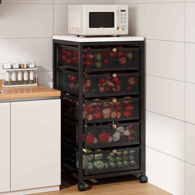 厨房菜篮子家用可移动落地式果蔬收纳筐多功能大容量分层置物架子