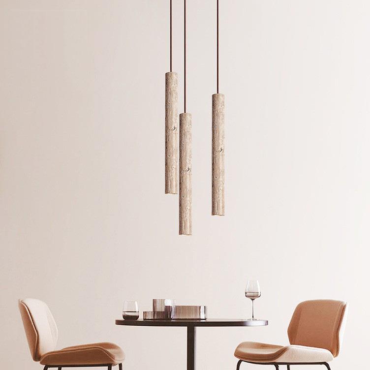 北欧侘寂风黄洞石圆柱吊灯日式创意民宿卧室床头吊灯餐厅吧台灯具