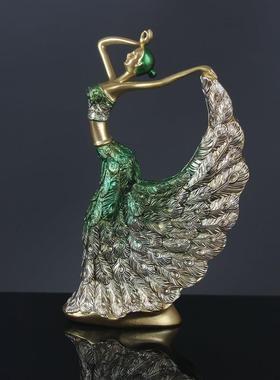 孔雀舞女摆件酒柜电视柜装饰摆件树脂工艺品摆件创意家居小摆件