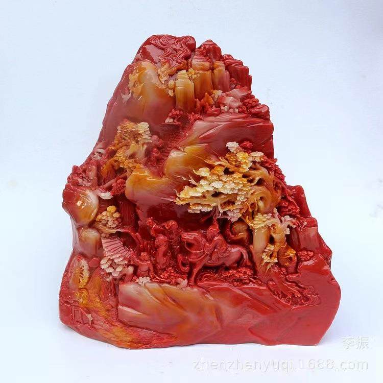 丝绸之路摆件寿山石芙蓉石工艺品奇石原石石雕居家办公乔迁送礼