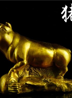 开运纯铜b猪动物铜十二生肖猪家居装饰摆设工艺品摆件黄铜金属