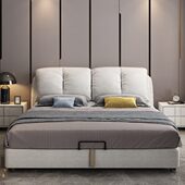 集运布艺床科技布床轻奢床现代简约气压床卧室床1.8米2米软包婚床